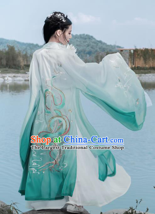 Chinese Ancient Court Princess Embroidered Hanfu Dress Antique Traditional Jin Dynasty Historical Costume for Women
