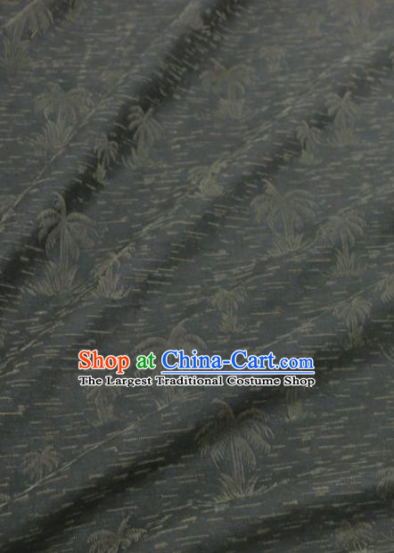 Asian Chinese Classical Coconut Palm Pattern Navy Gambiered Guangdong Gauze Satin Drapery Brocade Traditional Cheongsam Brocade Silk Fabric