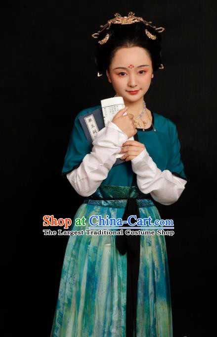 Chinese Traditional Tang Dynasty Palace Maidservant Hanfu Dress Ancient Drama Court Lady Replica Costumes for Women
