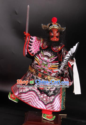 Traditional Chinese Handmade Black Zhong Kui Puppet Marionette Puppets String Puppet Wooden Image Arts Collectibles