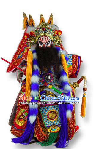 Traditional Chinese Red General Zhang Fei Marionette Puppets Handmade Puppet String Puppet Wooden Image Arts Collectibles