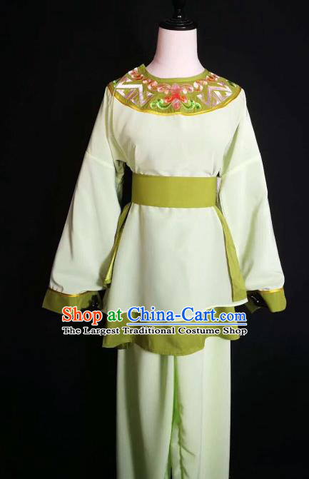 Traditional Chinese Huangmei Opera Servant Green Costumes Ancient Livehand Clothing for Men