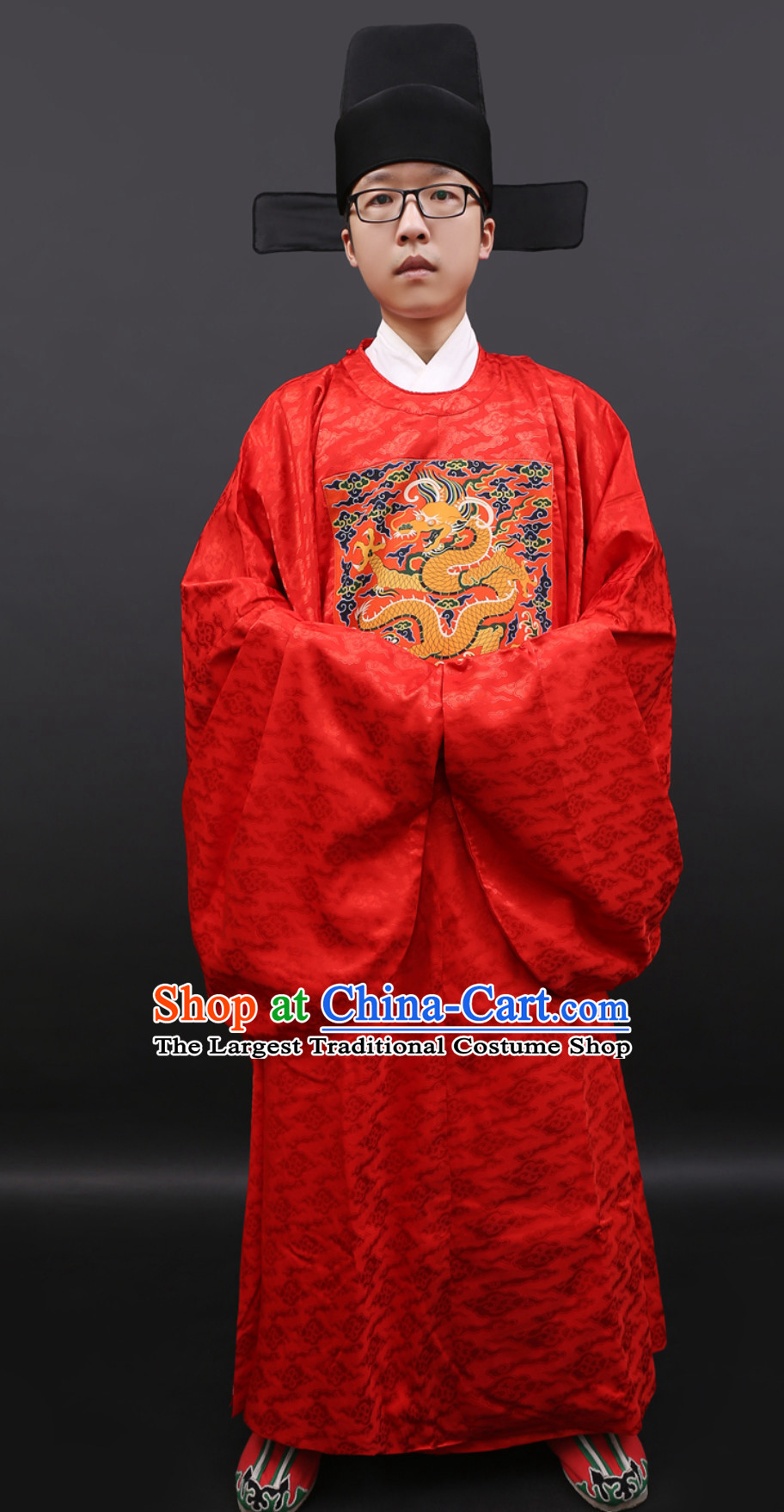 Ancient Chinese Government Official Clothing and Hat Complete Set