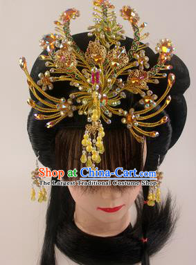 Traditional Chinese Beijing Opera Diva Golden Phoenix Hairpins Hair Accessories Ancient Court Princess Headwear for Women