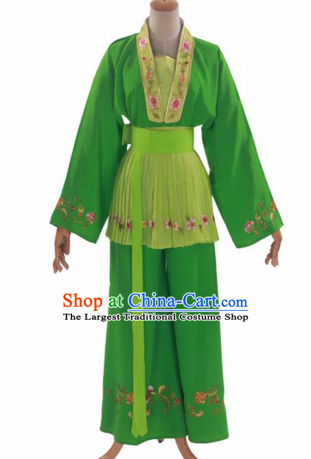 Handmade Traditional Chinese Beijing Opera Young Lady Green Clothing Ancient Maidservants Costumes for Women