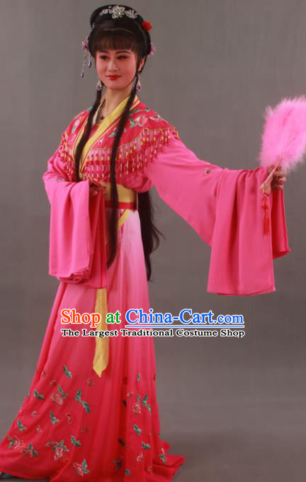 Traditional Chinese Peking Opera Actress Rosy Dress Ancient Aristocratic Miss Costume for Women