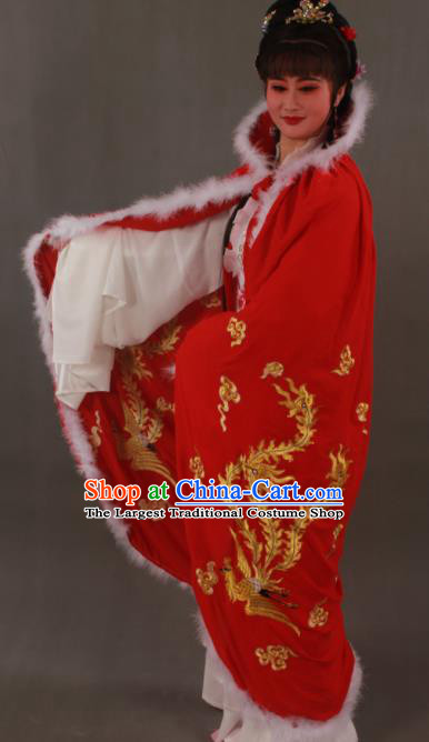 Traditional Chinese Peking Opera Actress Red Cloak Ancient Imperial Consort Wang Zhaojun Costume for Women