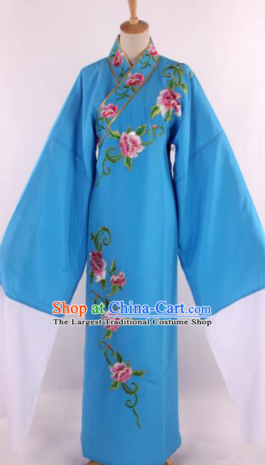Traditional Chinese Shaoxing Opera Niche Embroidered Blue Robe Ancient Nobility Childe Costume for Men