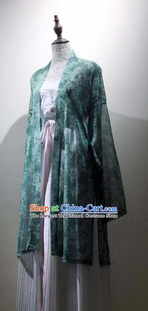 Chinese Ancient Drama Printing Green Hanfu Dress Traditional Song Dynasty Young Lady Replica Costumes for Women