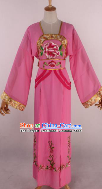 Chinese Beijing Opera Palace Maidservant Pink Dress Ancient Traditional Peking Opera Court Maid Costume for Women
