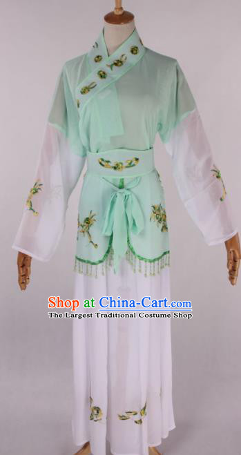Chinese Traditional Beijing Opera Young Lady Maidservant Green Dress Ancient Peking Opera Costume for Women