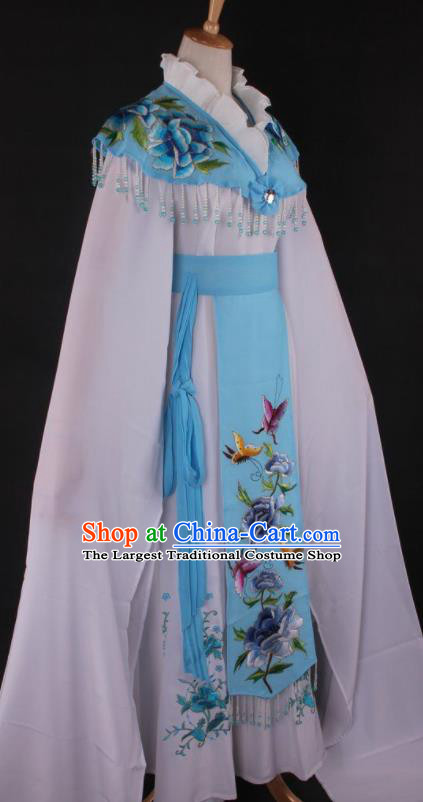 Professional Chinese Beijing Opera Princess Blue Dress Ancient Traditional Peking Opera Diva Costume for Women