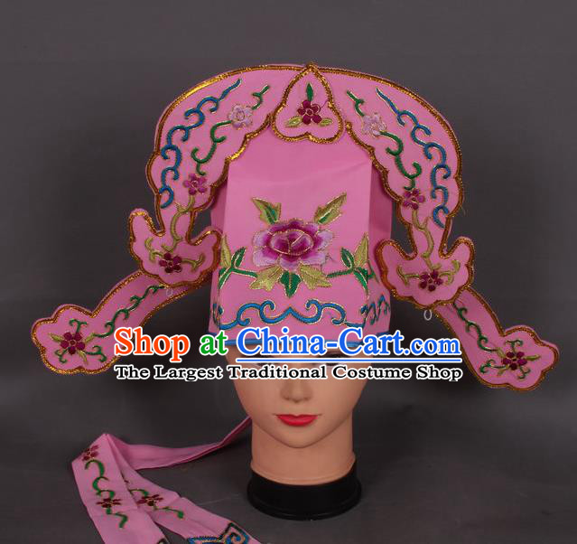 Traditional Chinese Shaoxing Opera Niche Deep Pink Hat Ancient Gifted Scholar Hair Accessories Headwear for Men