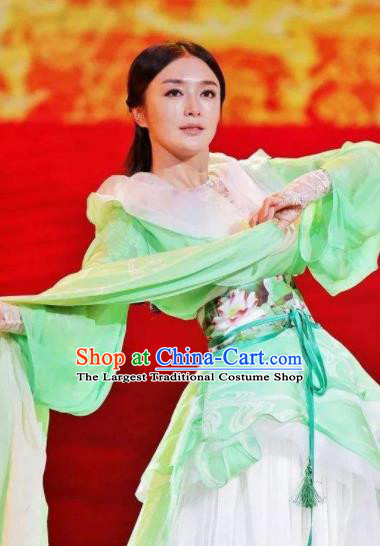 Chinese Beautiful Dance Four Beauties Xi Shi Costume Traditional Umbrella Dance Classical Dance Competition Dress for Women