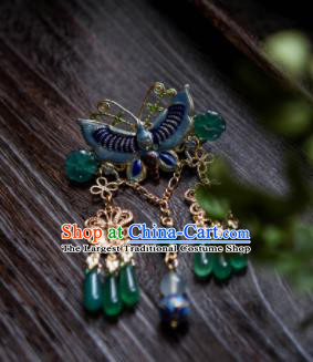Chinese Ancient Princess Hair Accessories Blue Butterfly Hair Claw Traditional Hanfu Hairpins for Women