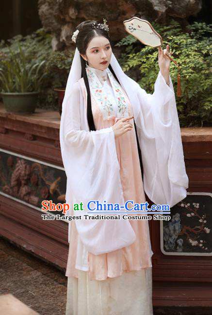 Traditional Chinese Ming Dynasty Taoist Nun Historical Costume Ancient Drama Princess Pink Hanfu Dress for Women