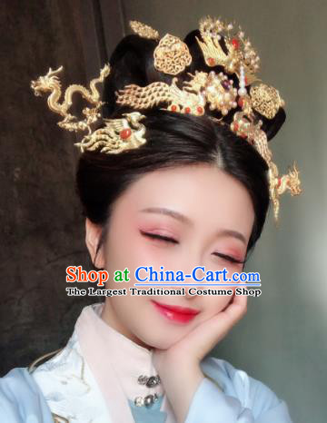 Chinese Ancient Ming Dynasty Bride Hairpins Phoenix Hair Clip Traditional Hanfu Hair Accessories Complete Set for Women