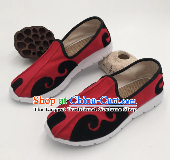 Chinese Handmade Traditional Martial Arts Kung Fu Red Shoes Tai Chi Taoist Priest Shoes for Men