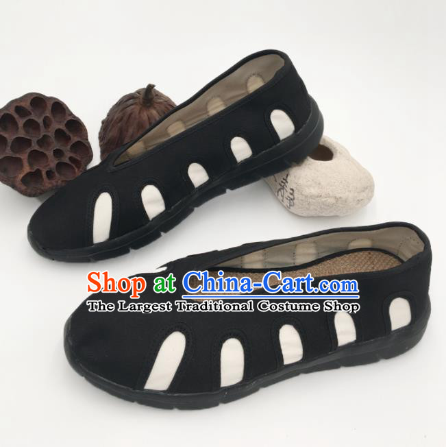 Chinese Handmade Traditional Martial Arts Kung Fu Black Shoes Tai Chi Monk Shoes for Men