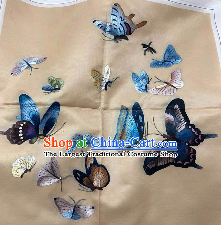 Chinese Handmade Embroidered Butterfly Silk Fabric Patch Traditional Embroidery Craft