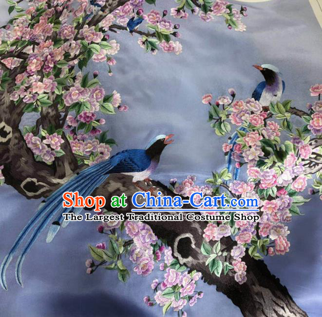 Chinese Handmade Embroidered Begonia Birds Silk Fabric Patch Traditional Embroidery Craft