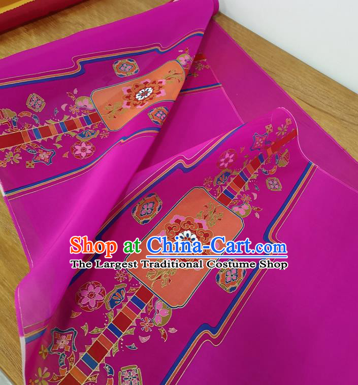 Traditional Chinese Royal Lotus Pattern Design Purple Silk Fabric Brocade Asian Satin Material