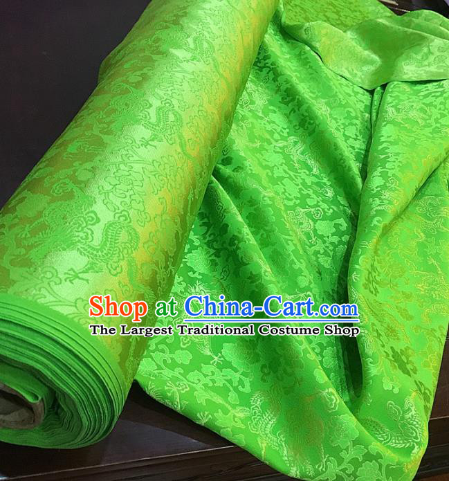 Traditional Chinese Royal Peony Pattern Design Green Brocade Silk Fabric Asian Satin Material