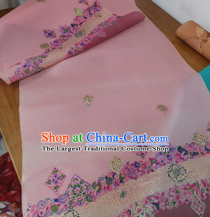 Chinese Traditional Pattern Design Pink Silk Fabric Brocade Asian Satin Material