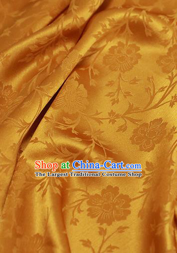 Chinese Traditional Flowers Pattern Design Golden Satin Brocade Fabric Asian Silk Material