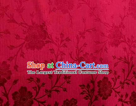 Chinese Traditional Flowers Pattern Design Wine Red Satin Brocade Fabric Asian Silk Material