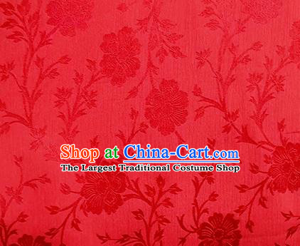 Chinese Traditional Flowers Pattern Design Red Satin Brocade Fabric Asian Silk Material