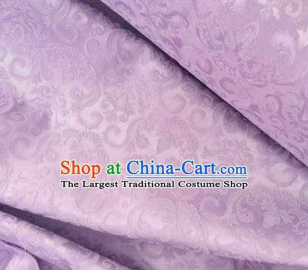 Chinese Traditional Pattern Design Lilac Satin Hanfu Brocade Fabric Asian Silk Material