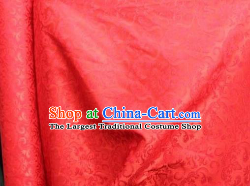 Chinese Traditional Scroll Pattern Design Red Satin Hanfu Brocade Fabric Asian Silk Material