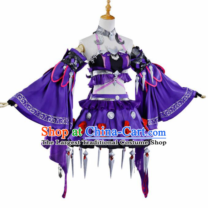 Chinese Ancient Cosplay Heroine Princess Purple Dress Traditional Hanfu Swordsman Costume for Women