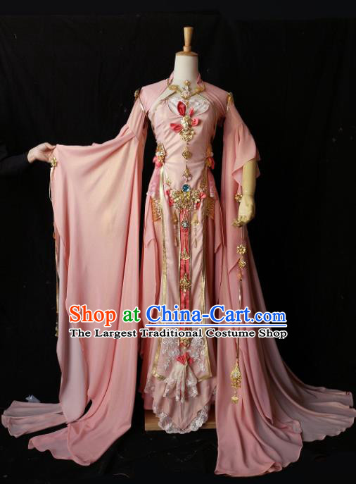 Chinese Ancient Cosplay Imperial Consort Female Knight Pink Dress Traditional Hanfu Princess Swordsman Costume for Women