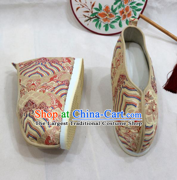 Asian Chinese Traditional Golden Blood Stained Shoes Ancient Princess Wedding Shoes Hanfu Shoes for Women