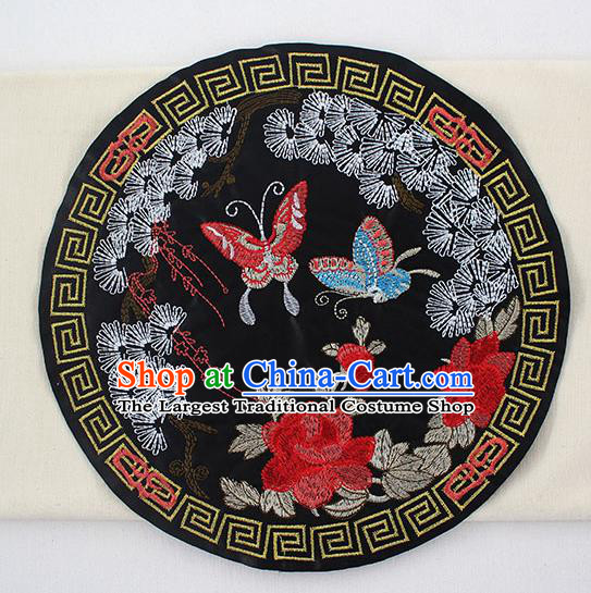 Chinese Ancient Handmade Embroidered Butterfly Peony Patch Traditional Embroidery Appliqu Craft for Women
