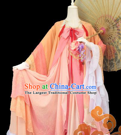 Traditional Chinese Cosplay Maidservants Orange Dress Ancient Swordswoman Costume for Women