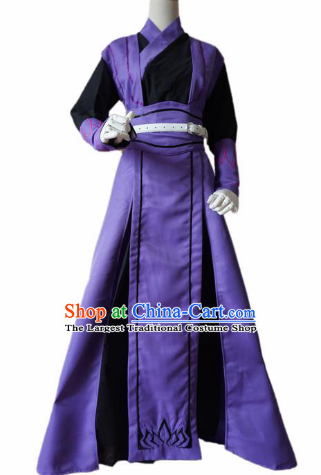 Chinese Ancient Cosplay Swordsman Purple Clothing Custom Traditional Royal Prince Costume for Men
