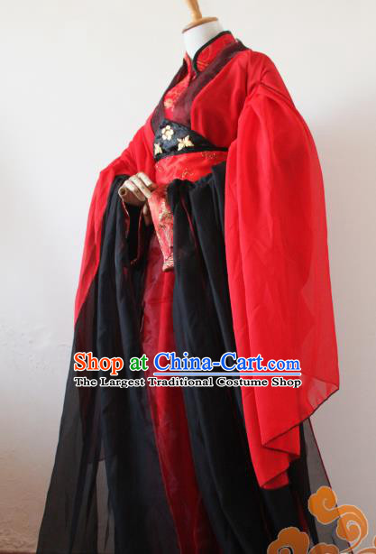 Custom Chinese Ancient King Wedding Red Clothing Traditional Cosplay Swordsman Costume for Men