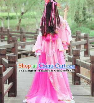 Traditional Chinese Cosplay Goddess Princess Pink Dress Ancient Fairy Swordswoman Costume for Women
