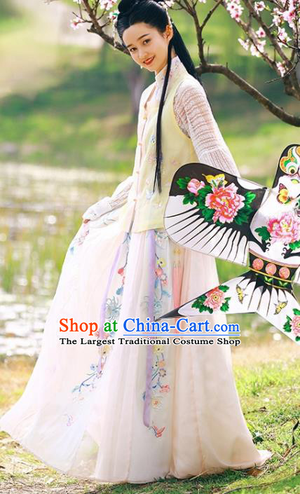 Traditional Chinese Ming Dynasty Hanfu Dress Ancient Young Lady Replica Costumes for Women