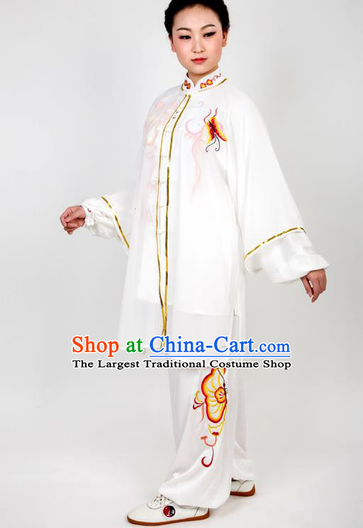 Chinese Traditional Martial Arts Embroidered Butterfly Costume Best Kung Fu Competition Tai Chi Training Clothing for Women