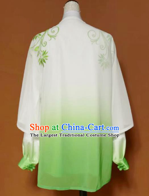 Chinese Traditional Best Martial Arts Embroidered Green Costume Kung Fu Competition Tai Chi Clothing for Women