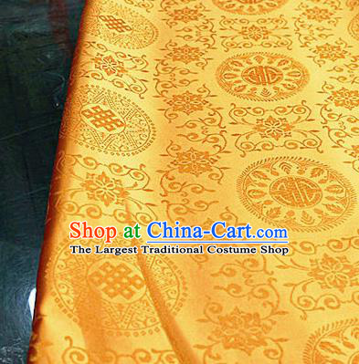 Asian Chinese Buddhism Traditional Lucky Pattern Design Yellow Brocade Fabric Tibetan Robe Silk Material