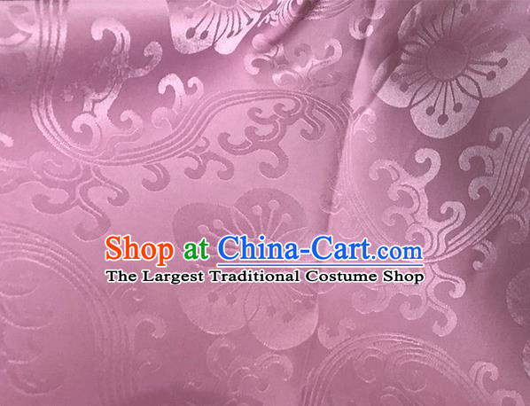 Asian Chinese Traditional Plum Pattern Design Pink Brocade China Hanfu Satin Fabric Material