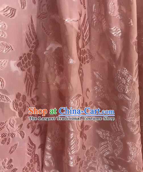 Asian Chinese Traditional Flowers Birds Pattern Design Deep Pink Chiffon China Hanfu Fabric Material