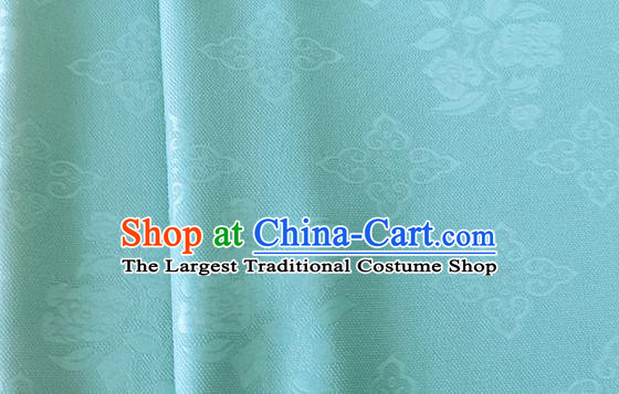 Asian Chinese Traditional Camellia Pattern Design Blue Brocade China Hanfu Satin Silk Fabric Material