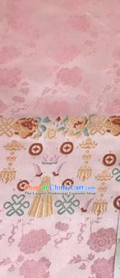 Asian Chinese Traditional Wheels Pattern Design Pink Brocade China Hanfu Satin Fabric Material