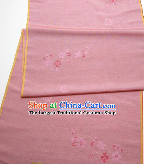 Asian Chinese Traditional Cherry Blossom Pattern Design Pink Silk Fabric China Hanfu Silk Material